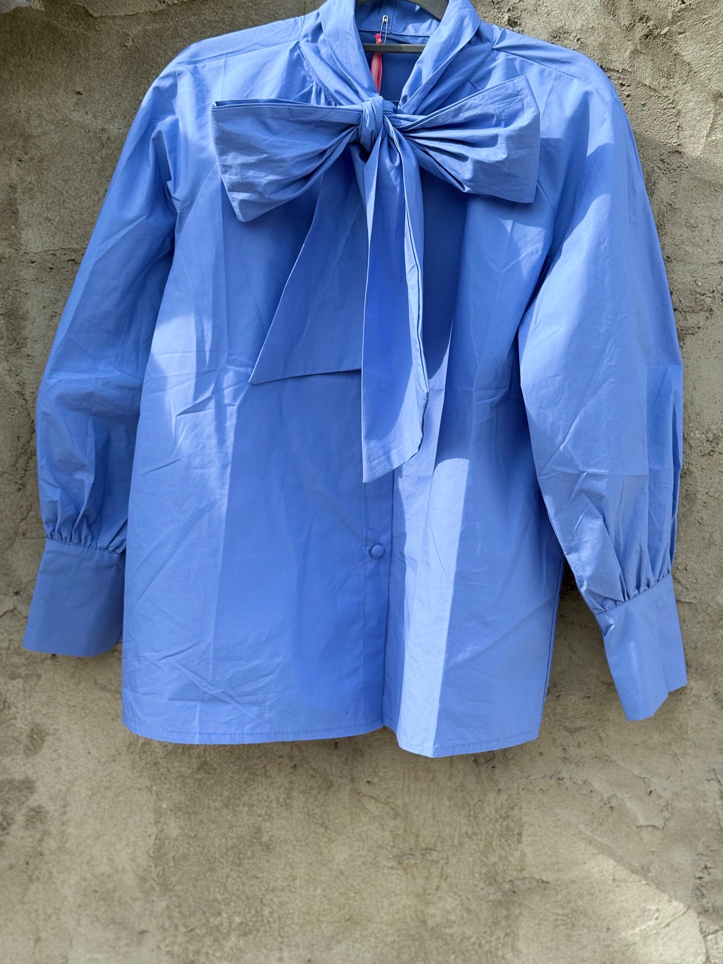 Blue Cotton Shirt Big Bow