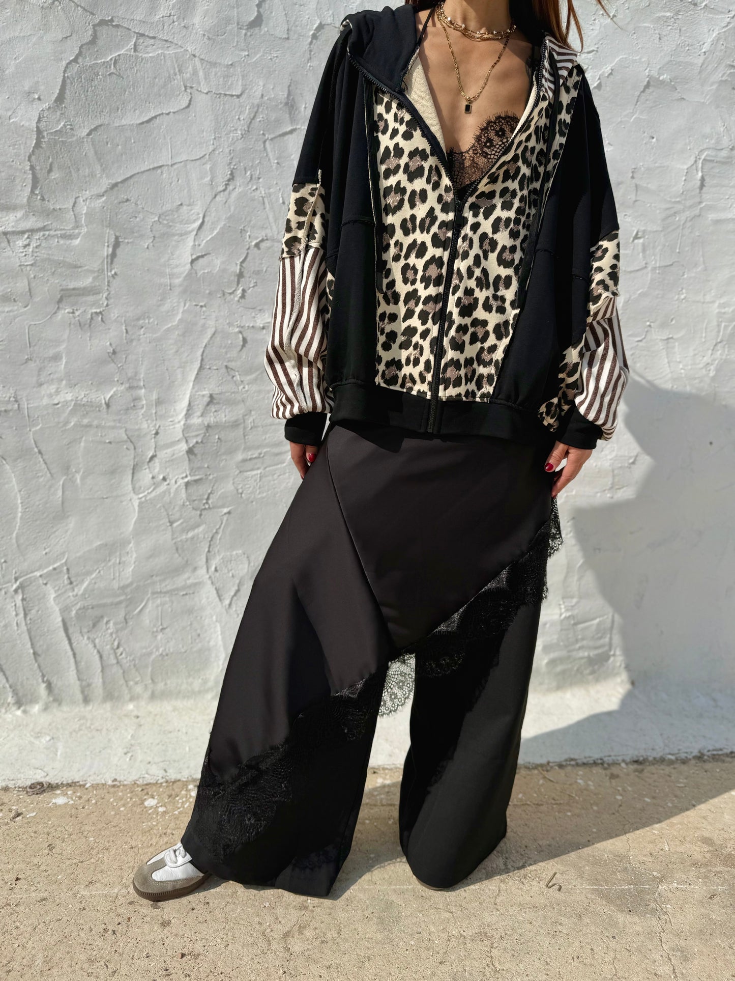 Satin Slip Dress with Lace Trim