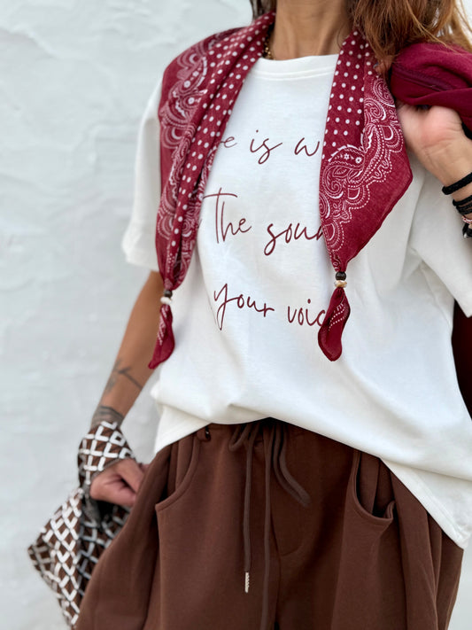 Sound of Your Voice Graphic Tee with Accent Bandana
