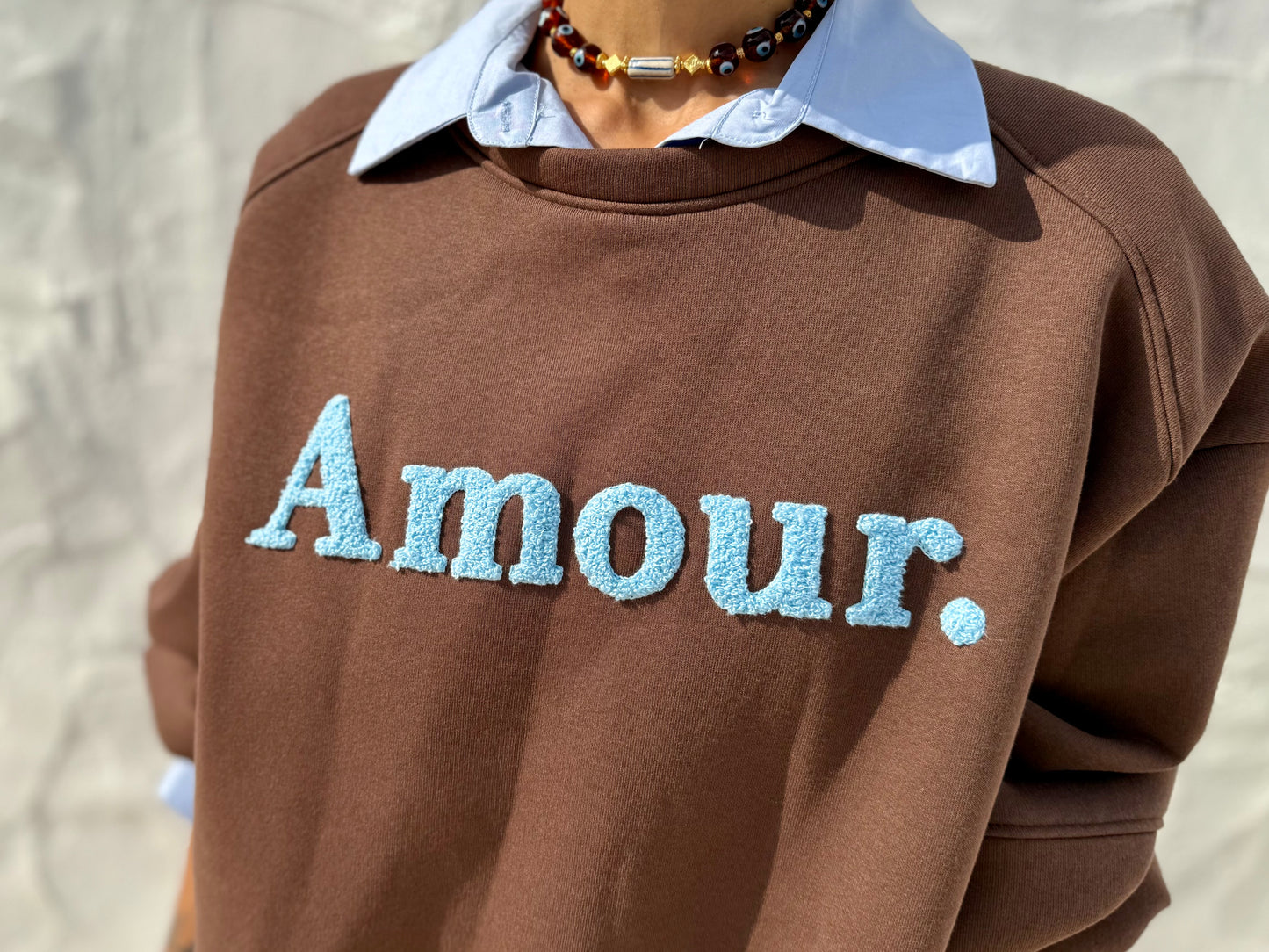 Amour Embroidered Fleece Sweatshirt