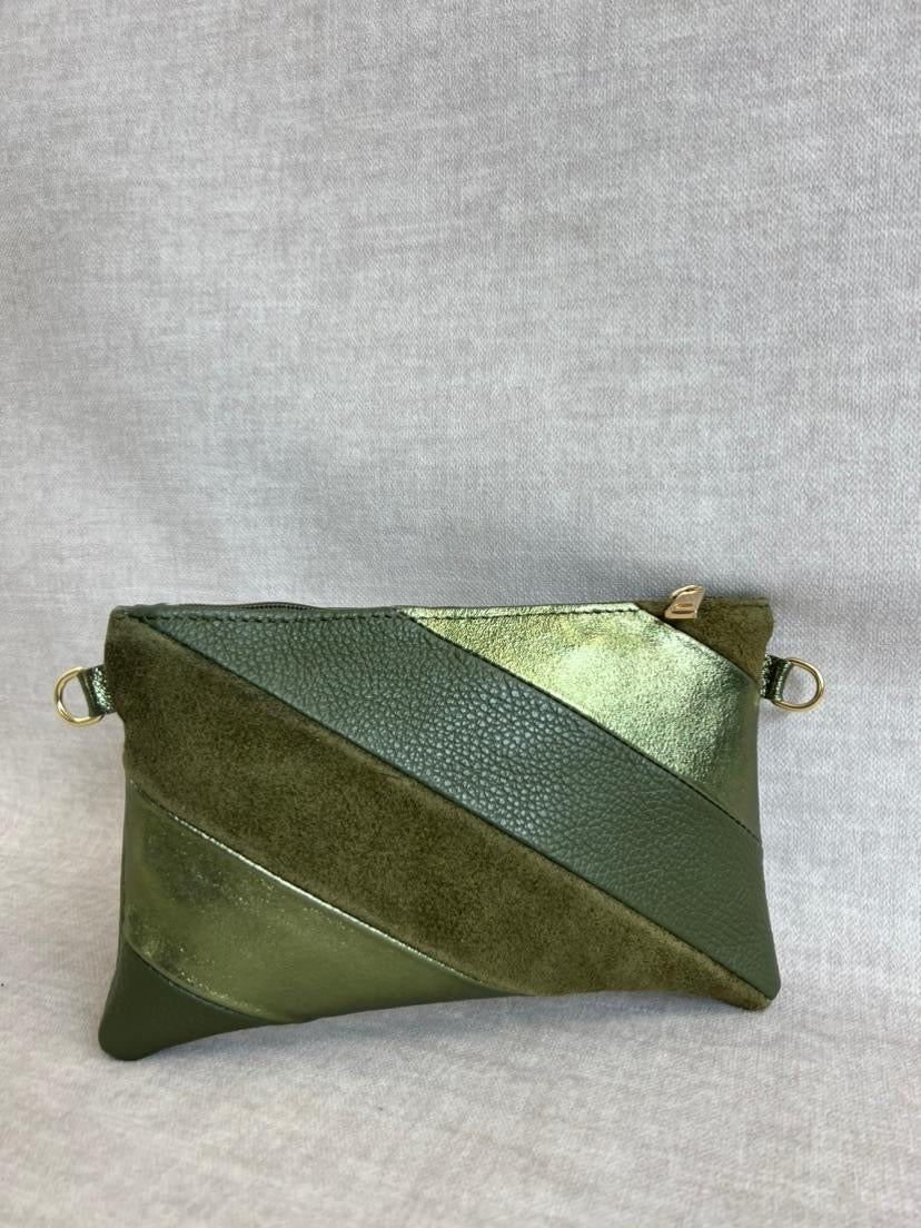 Green Khaki Leather Shoulder Bag