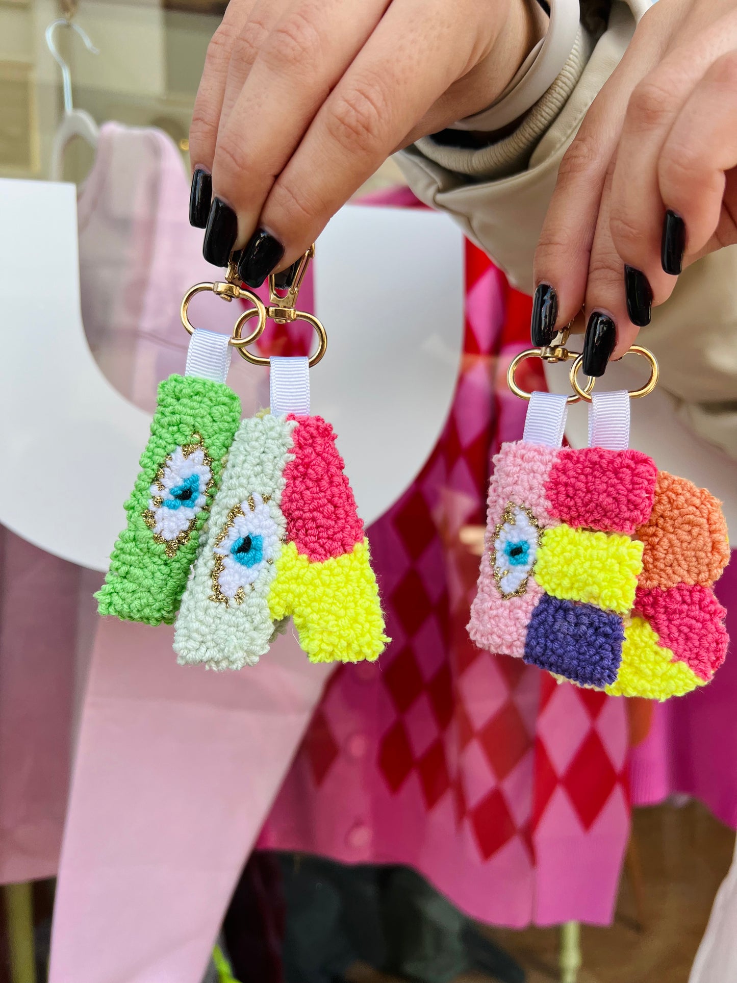 Initials Punch Needle Keyrings