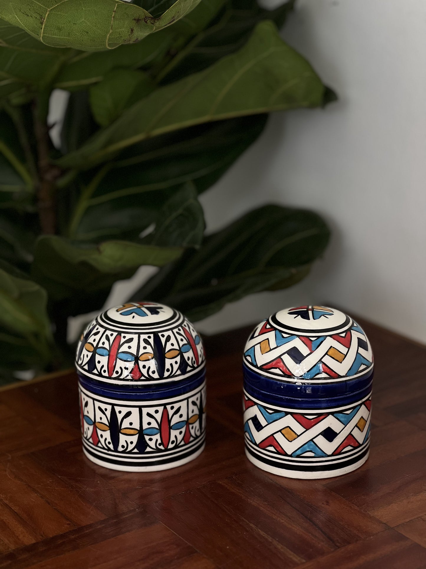 Moroccan Mustard Pot Handpainted