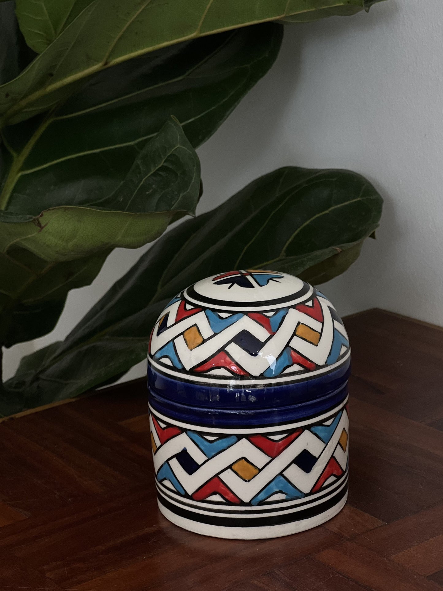 Moroccan Mustard Pot Handpainted