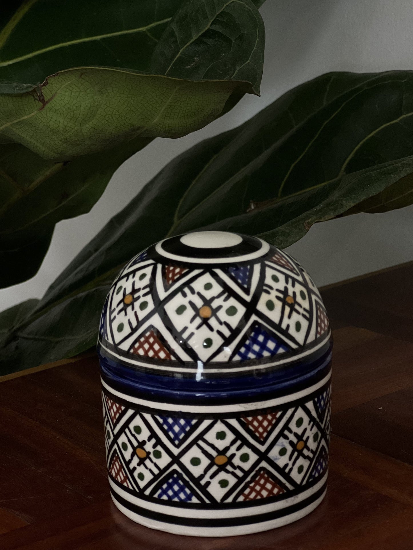 Moroccan Mustard Pot Handpainted