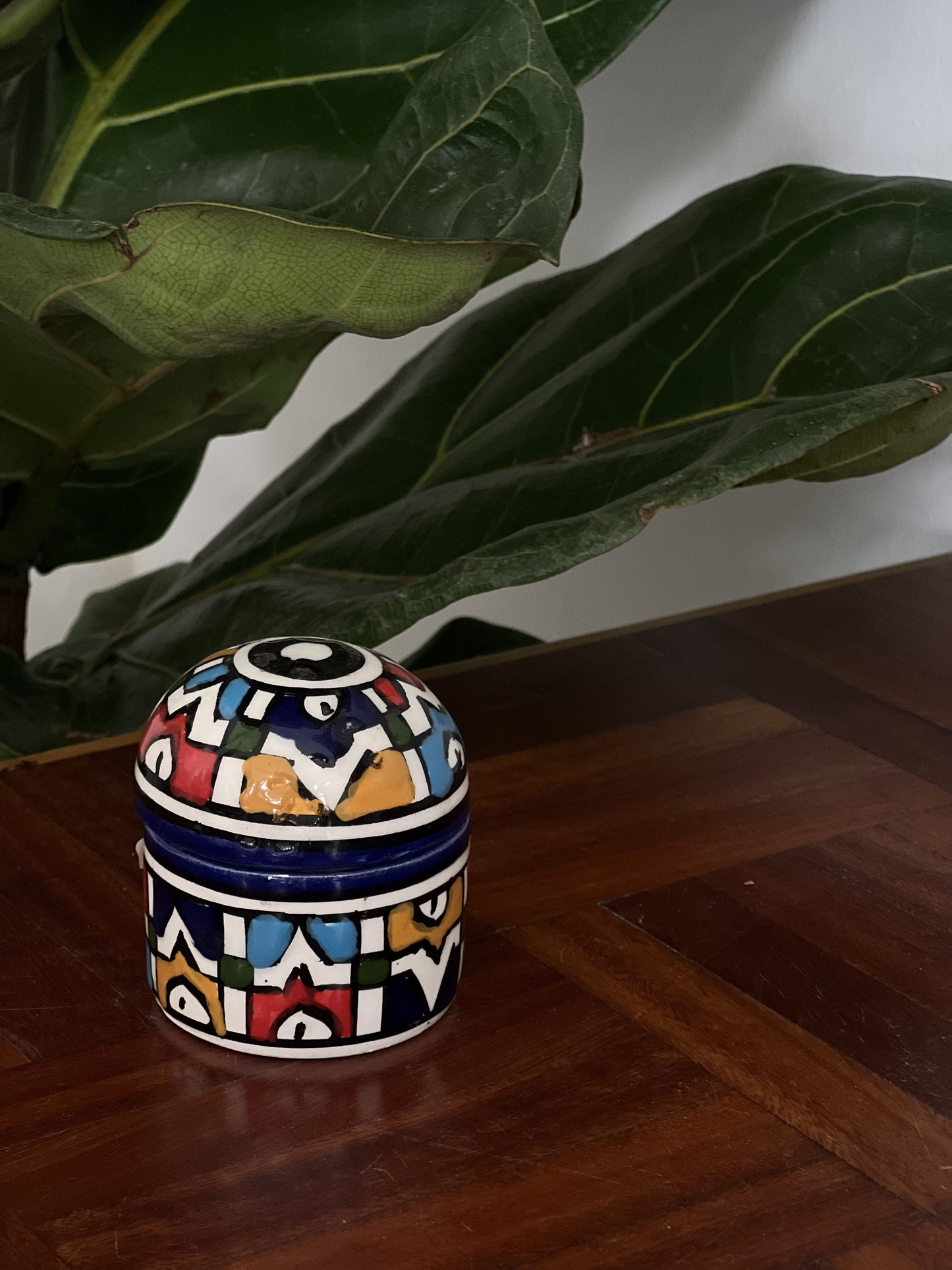 Moroccan Mustard Pot Handpainted